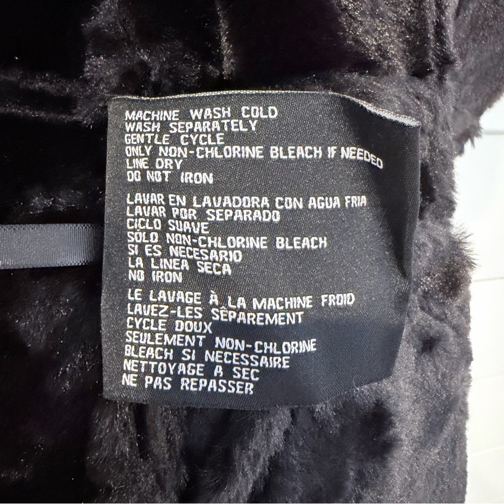 GUESS Faux Fur Belted Moto Jacket Black Y2K Glam Gothic Lace Mobwife M Upcycle - Picture 8 of 15
